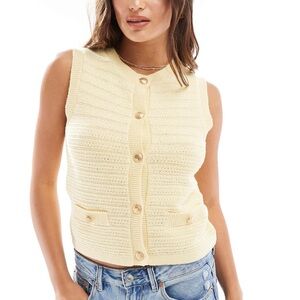 ASOS Cream Button-Up Knit Vest